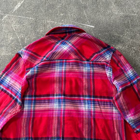Orvis Flannel Shirt Womens S Red Plaid Oversized Light Button Up Outdoors - Picture 12 of 16